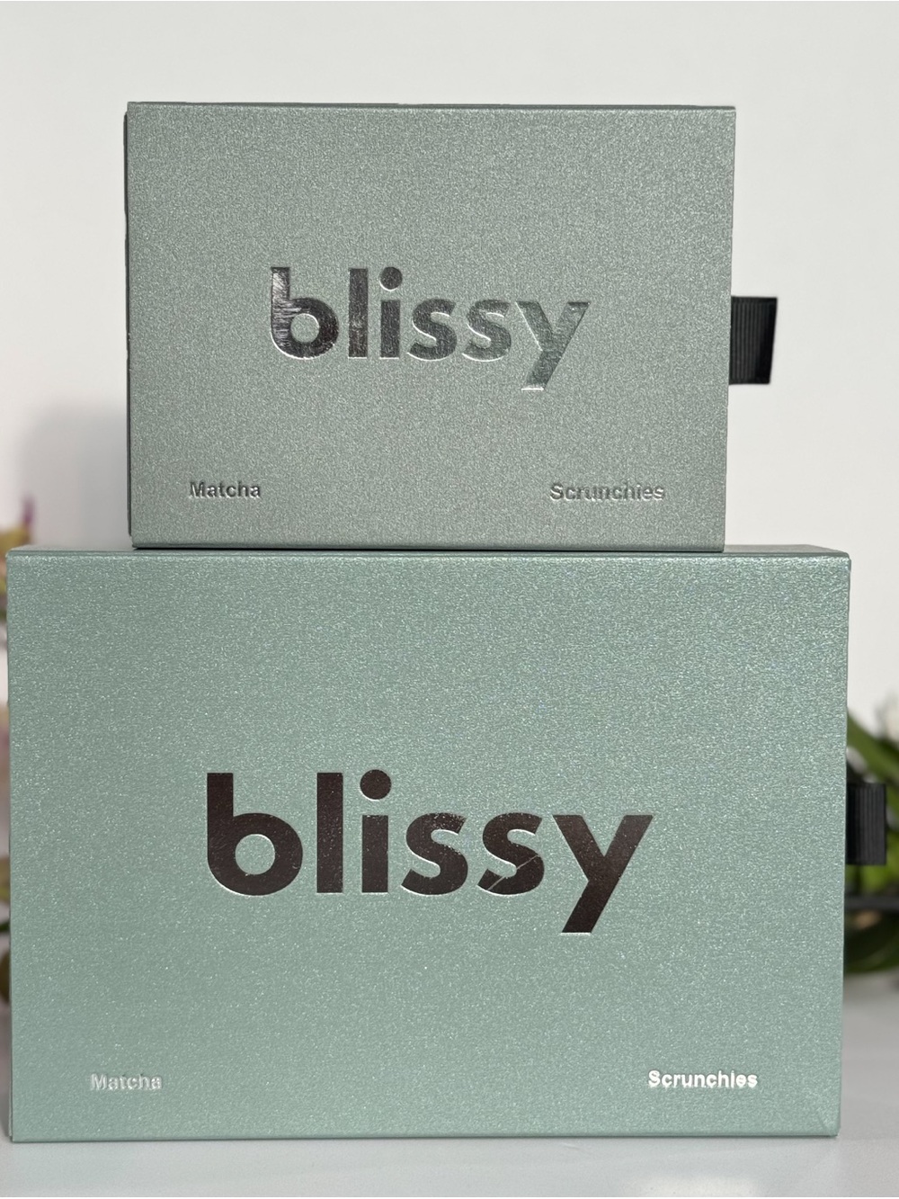 Blissy 100% Mulberry Silk Scrunchie Set – 6 Total (Matcha) | NEW
